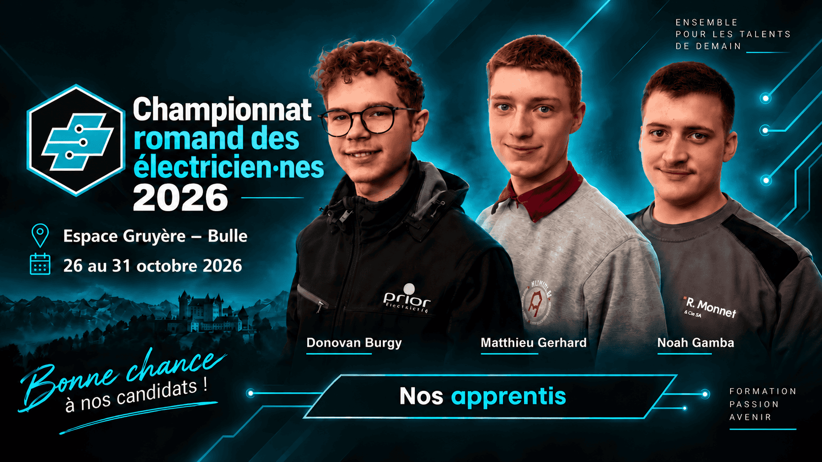 Noah, Matthieu et Donovan lors d'une session d'entraînement chez EIT.vaud