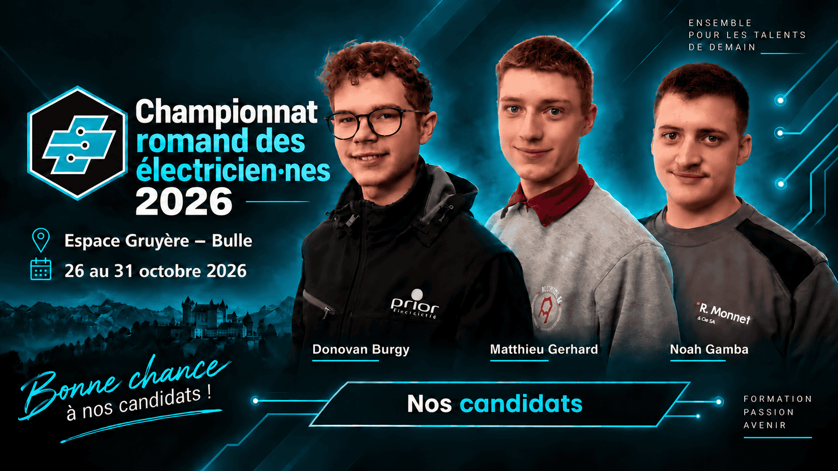 Noah, Matthieu et Donovan lors d'une session d'entraînement chez EIT.vaud
